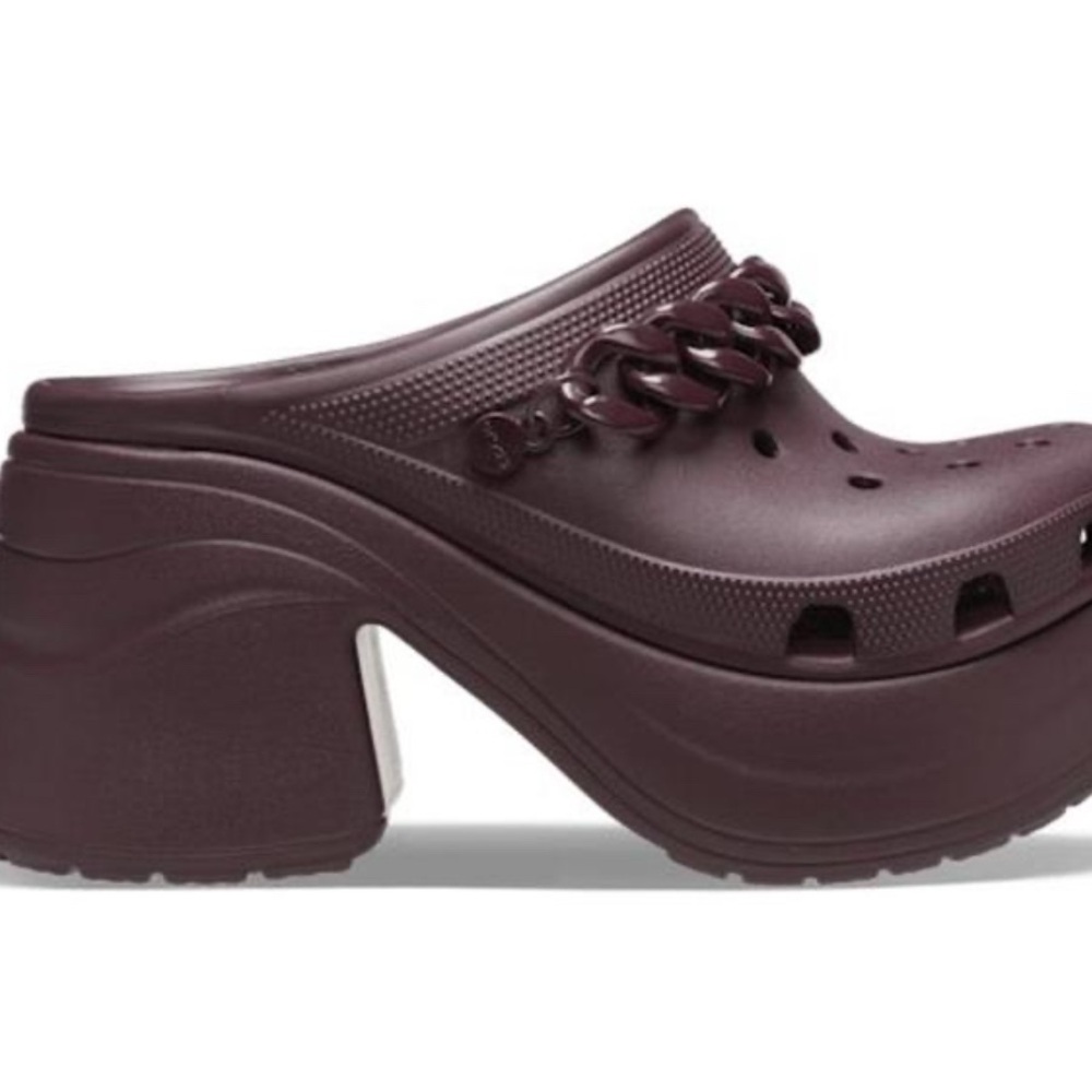 CROCS Women's Burgundy Platform Mules